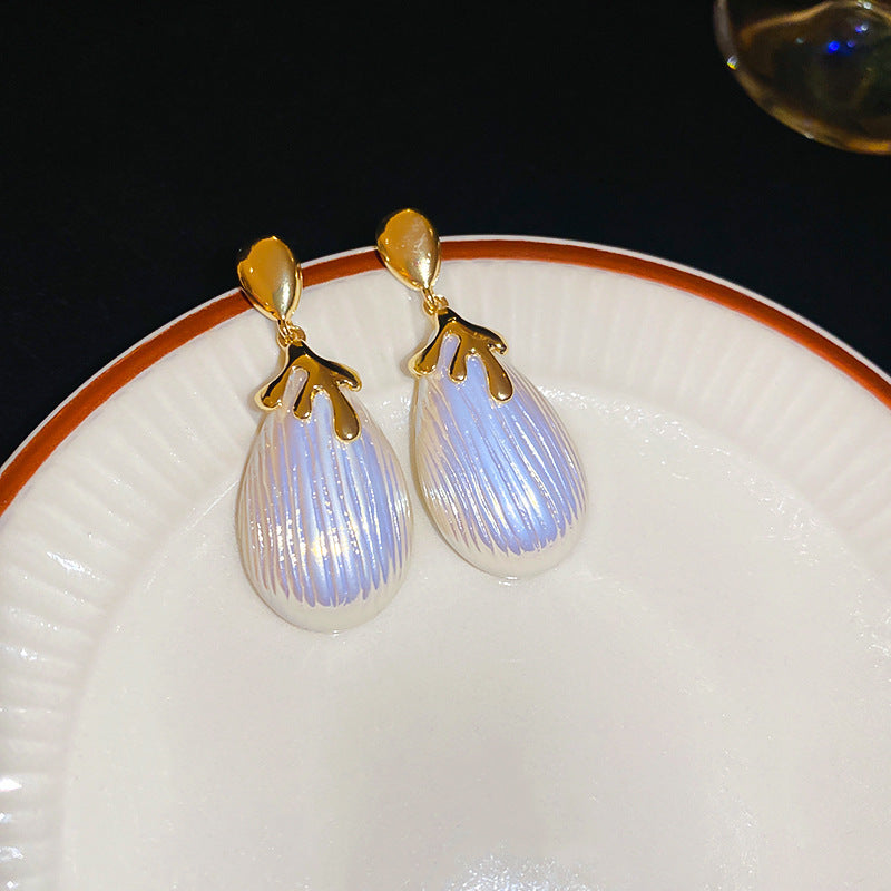 銀針法式復古字母豬鼻子土星珍珠耳環一款兩戴耳釘輕奢高級感耳飾