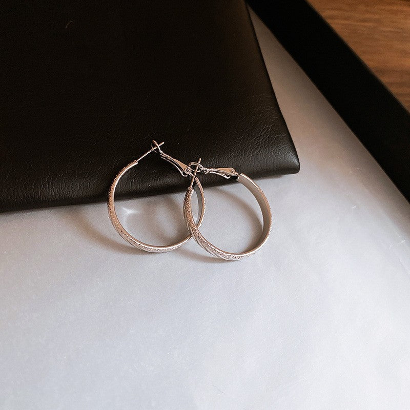 銀針圓圈銀色耳環輕奢高級感耳釘女冷淡風時尚百搭耳飾設計感小衆