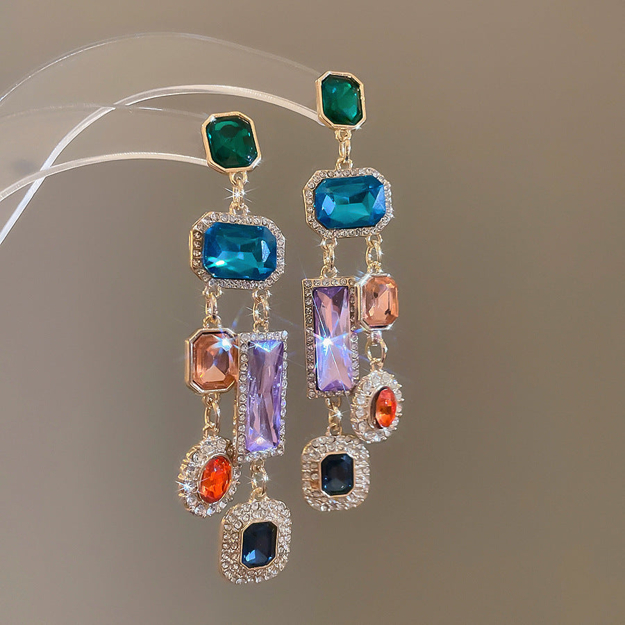 銀針熱銷鑲鑽鋯石水滴蝴蝶流蘇耳環輕奢高級感耳釘耳飾設計感小衆