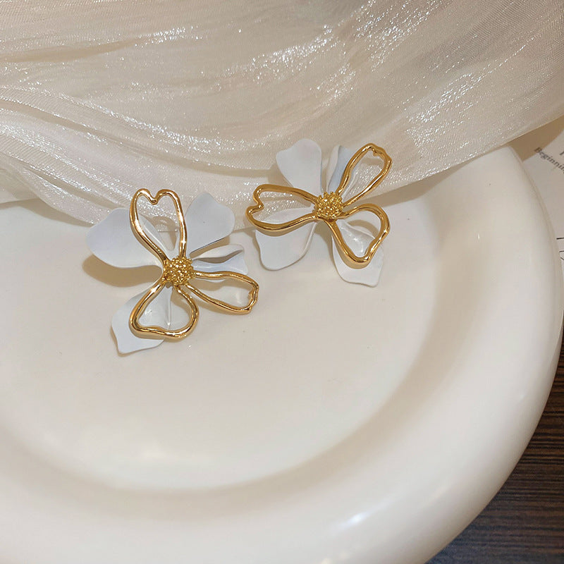 银针欧美跨境花朵几何流苏耳钉时尚金属风耳环轻奢高级感耳饰