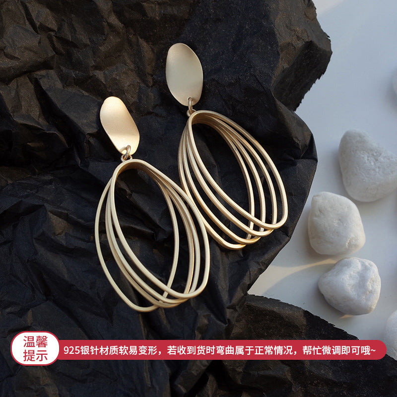 歐美跨境簡約愛心圓圈耳環時尚百搭幾何耳扣耳釘輕奢高級感耳飾女