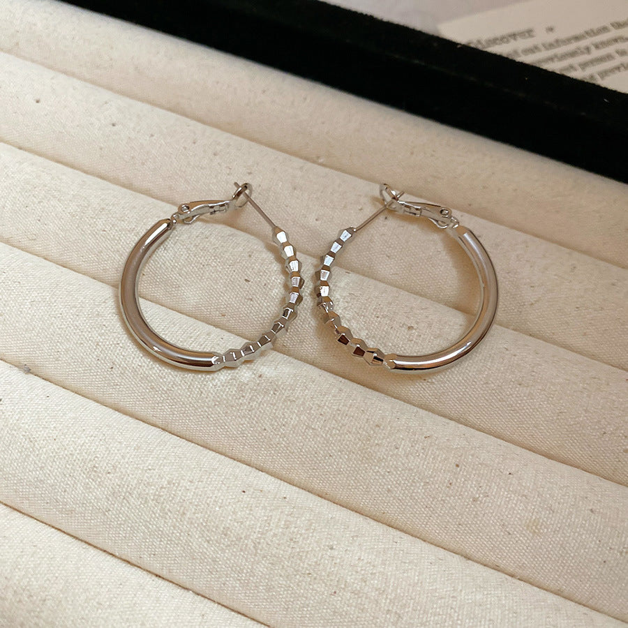 銀針圓圈銀色耳環輕奢高級感耳釘女冷淡風時尚百搭耳飾設計感小衆