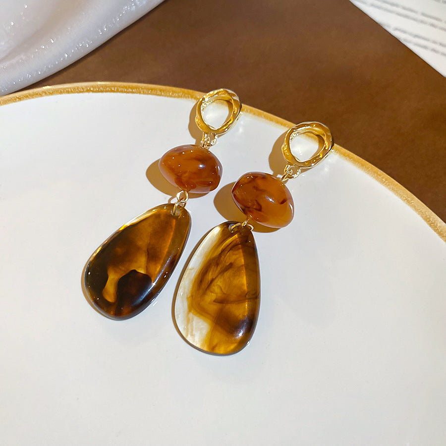 銀針樹脂不規則幾何形鏤空耳環輕奢高級感耳釘復古耳飾設計感小衆