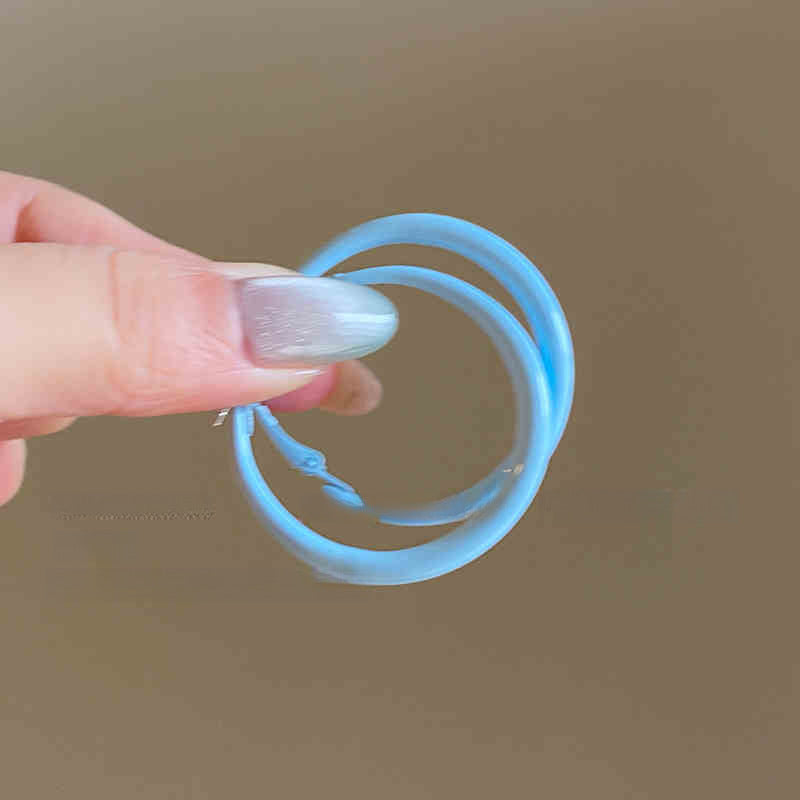 银针多巴胺光面圆形耳圈时尚甜美个性耳环小众简约高级感耳饰