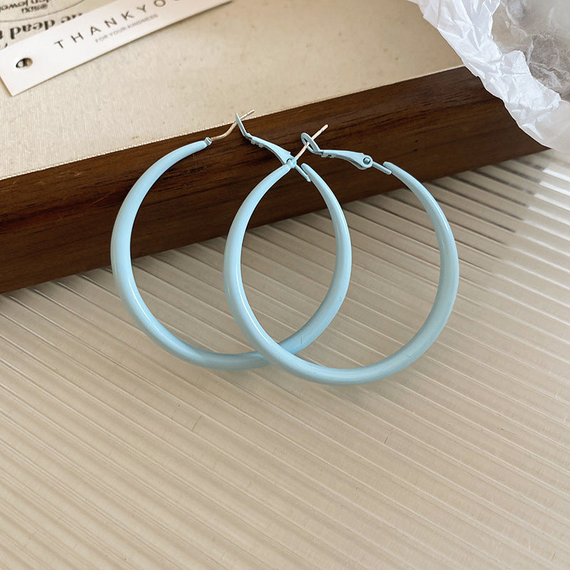 銀針多巴胺彩色耳圈甜美小清新簡約個性耳環設計感小衆歐美耳飾女