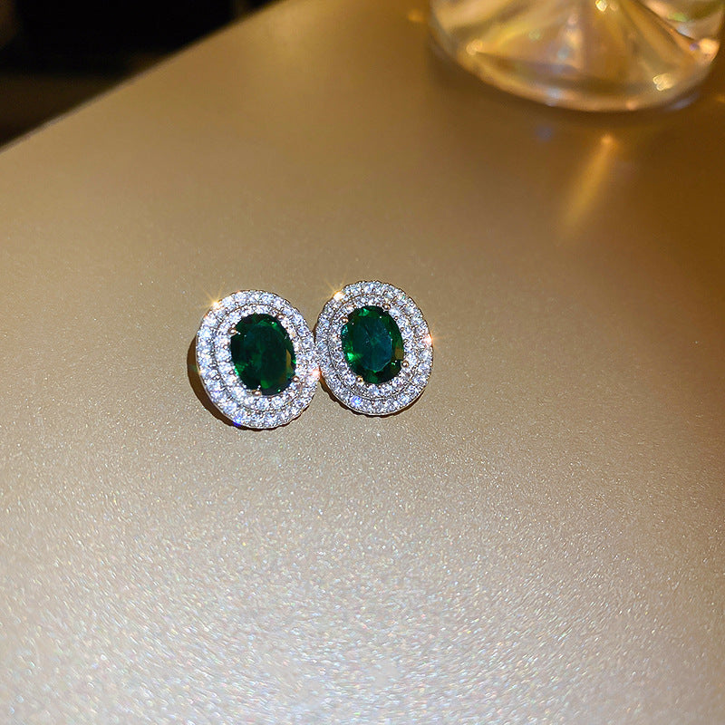 銀針中古vintage綠色鑲鑽蝴蝶珍珠耳環氣質耳墜復古高級感耳飾女