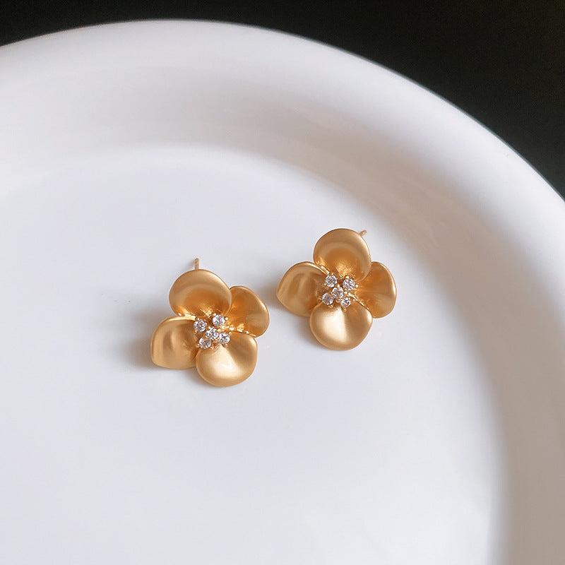 银针欧美跨境花朵几何流苏耳钉时尚金属风耳环轻奢高级感耳饰