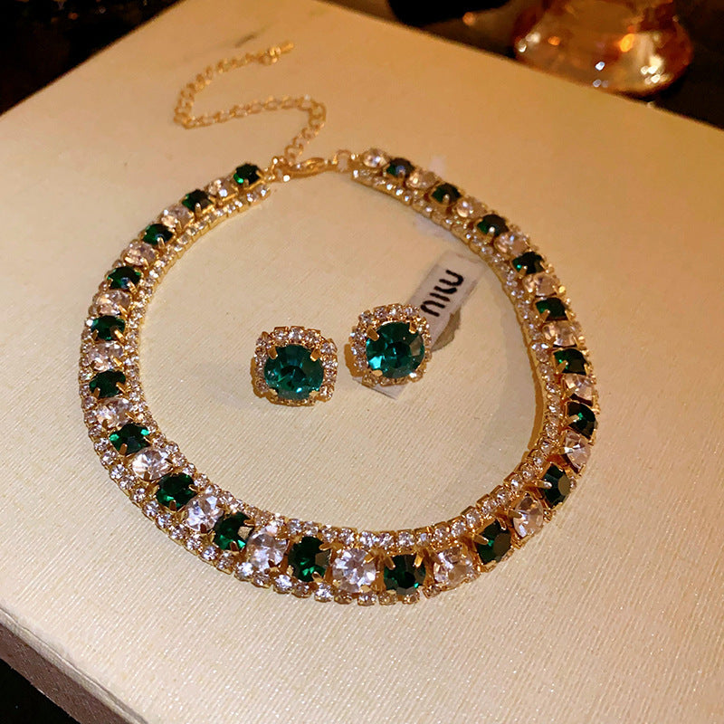 銀針中古vintage綠色鑲鑽蝴蝶珍珠耳環氣質耳墜復古高級感耳飾女