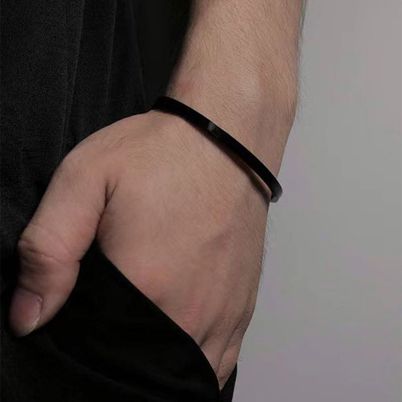 鈦鋼手鐲韓版時尚高級感女光面跨境卡扣可調節小衆設計輕奢風手環