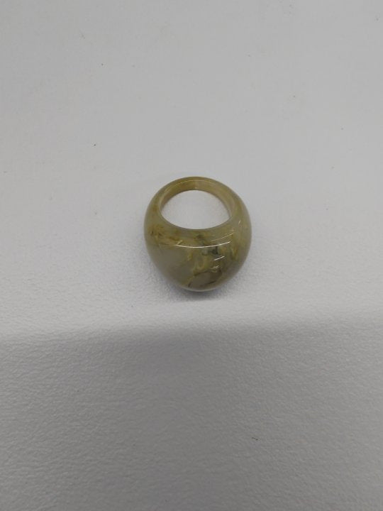 跨境暈染樹脂橢圓幾何戒指小衆復古清冷感指環氣質高級感手飾