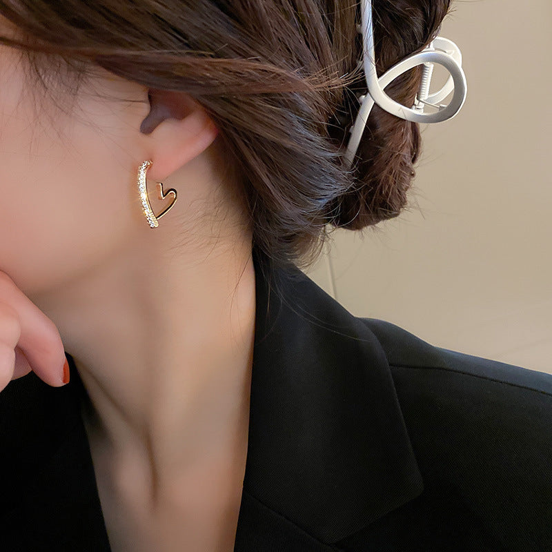 銀針輕奢鋯石几何蝴蝶花朵流蘇耳釘個性冷淡風耳環歐美高級感耳飾