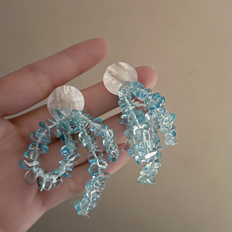 銀針歐美跨境專供花朵珍珠流蘇耳環氣質個性耳釘誇張高級感耳飾女