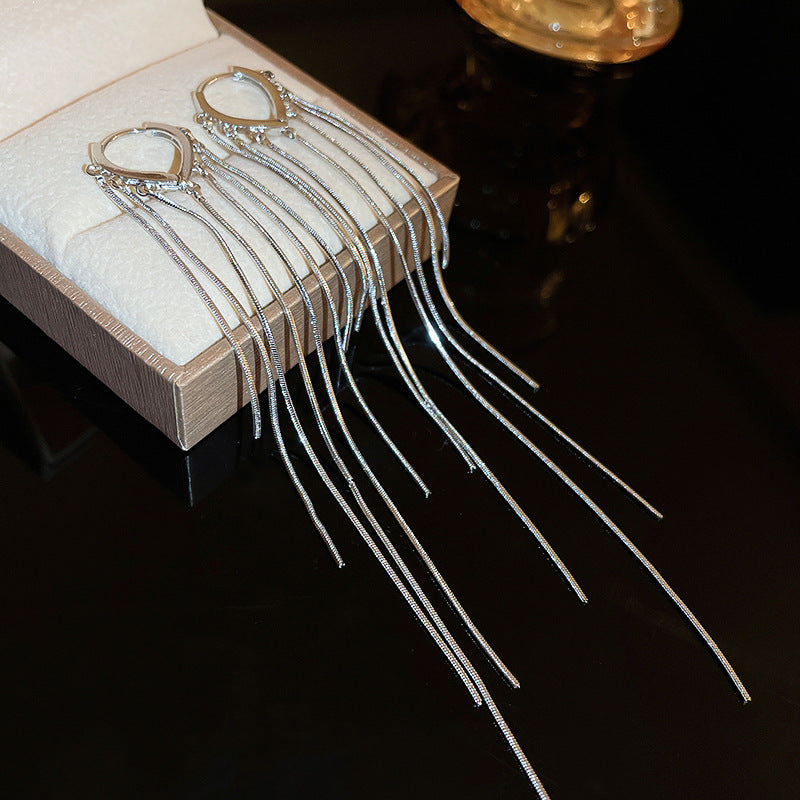 銀針歐美金屬風珍珠蝴蝶花朵流蘇耳釘小衆個性耳環時尚誇張耳飾女