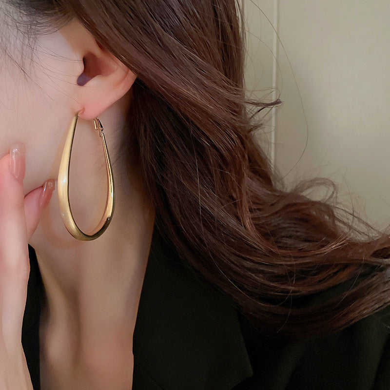 銀針歐美誇張金屬風幾何耳環簡約小衆設計耳釘氣質時尚高級感耳飾