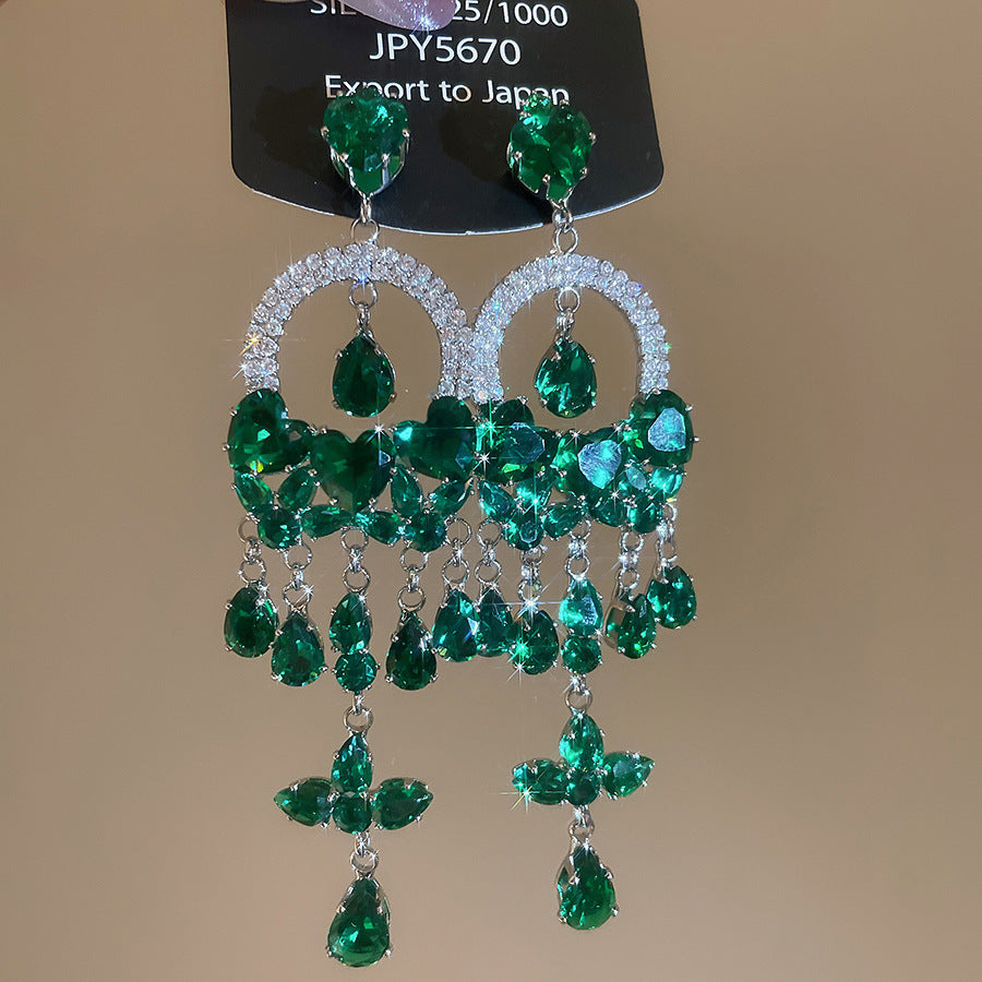 銀針熱銷鑲鑽鋯石水滴蝴蝶流蘇耳環輕奢高級感耳釘耳飾設計感小衆