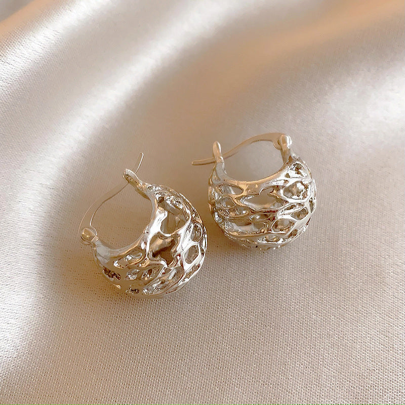 銀針歐美輕奢人造鋯石水晶款愛心耳釘時尚宮廷風耳環高級感耳飾女