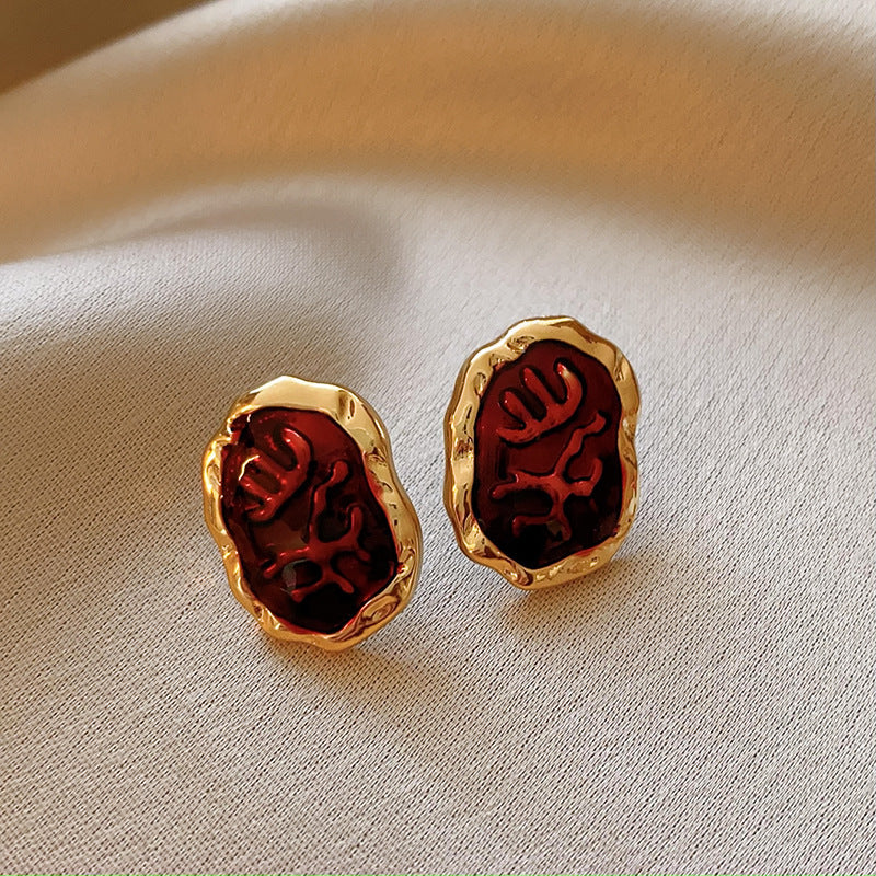 銀針歐美輕奢人造鋯石水晶款愛心耳釘時尚宮廷風耳環高級感耳飾女