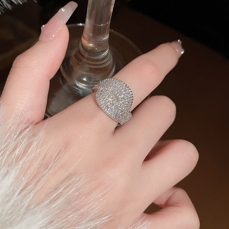 韓國輕奢鋯石圓圈蛇形葫蘆戒指小衆設計感食指戒氣質高級感手飾女