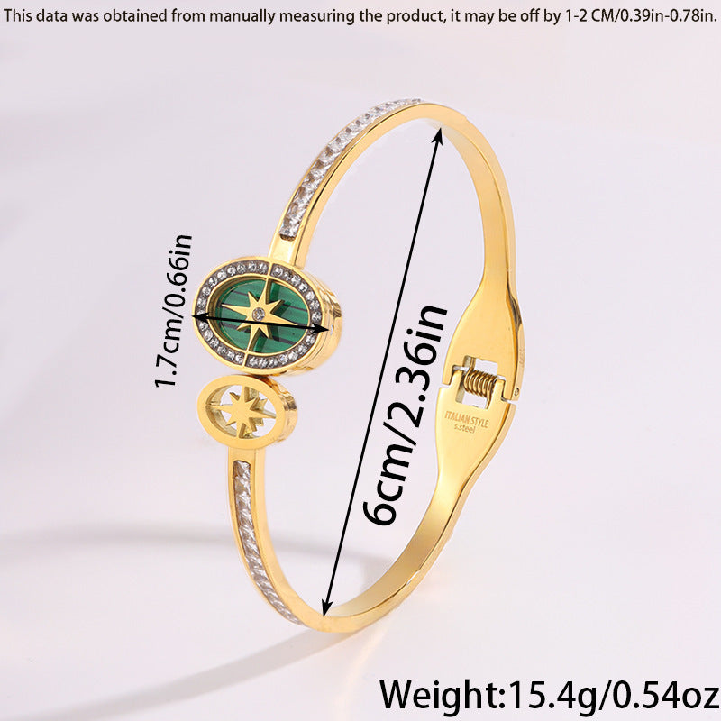 時尚高級感新品八芒星不鏽鋼手鐲跨境女輕奢不掉色彈簧開口手飾品