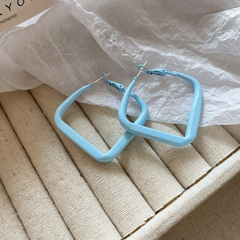 銀針多巴胺彩色耳圈甜美小清新簡約個性耳環設計感小衆歐美耳飾女