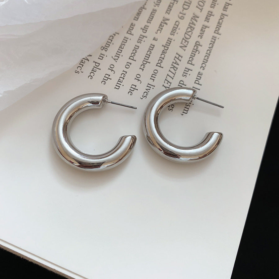 銀針圓圈銀色耳環輕奢高級感耳釘女冷淡風時尚百搭耳飾設計感小衆