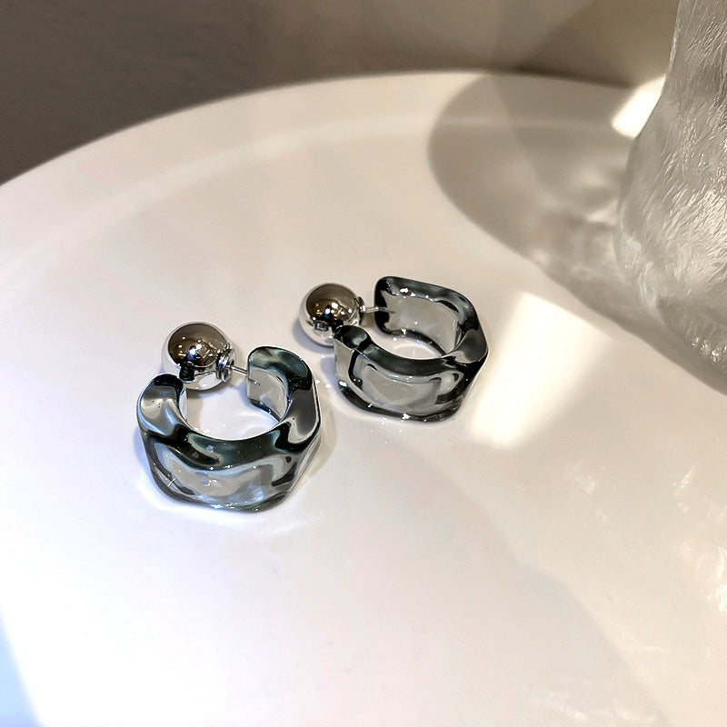 銀針多巴胺彩色耳圈甜美小清新簡約個性耳環設計感小衆歐美耳飾女