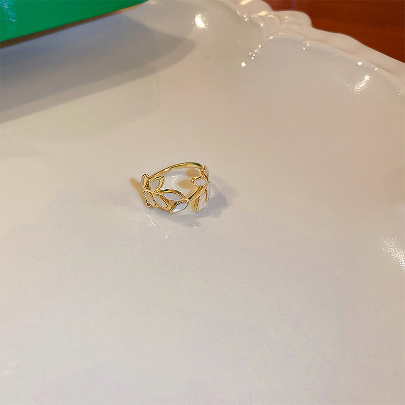 韓國ins風幾何珍珠花朵愛心開口戒指甜美氣質指環食指戒復古手飾