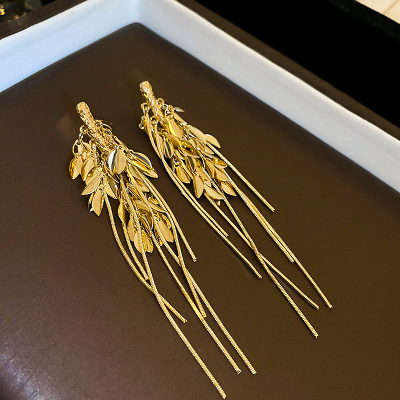 銀針歐美金屬風珍珠蝴蝶花朵流蘇耳釘小衆個性耳環時尚誇張耳飾女