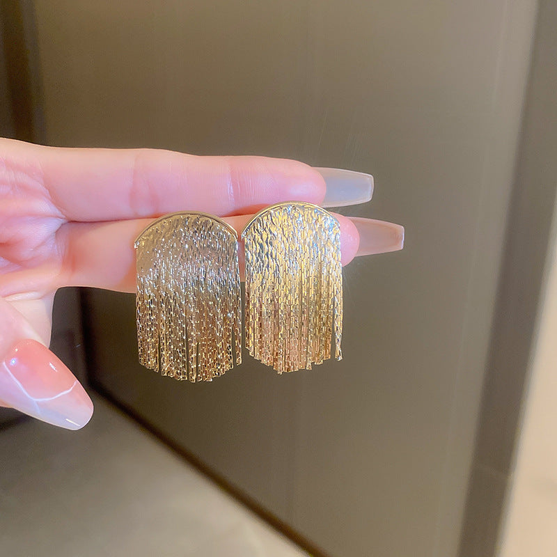 銀針歐美金屬風珍珠蝴蝶花朵流蘇耳釘小衆個性耳環時尚誇張耳飾女