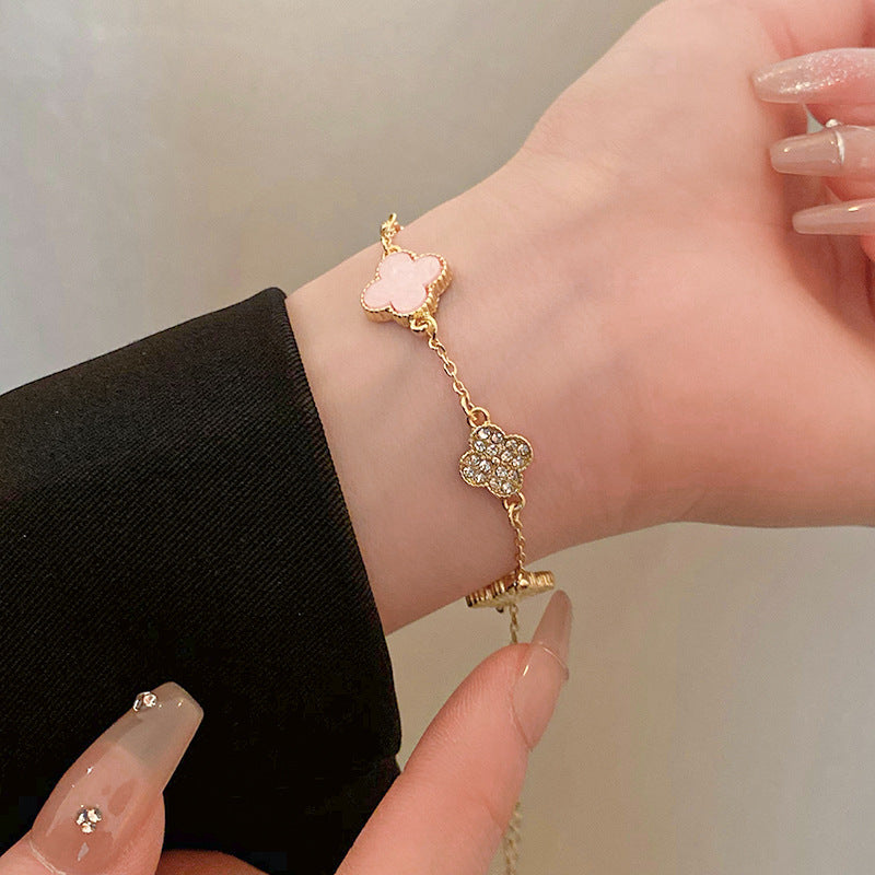 法式輕奢鑲鑽花朵項鍊小衆簡約設計感鎖骨鏈氣質時尚高級感項飾女