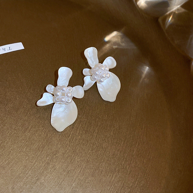 銀針復古花朵愛心字母珍珠耳環法式氣質耳釘輕奢高級感耳飾女