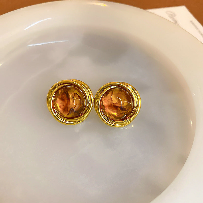 銀針樹脂不規則幾何形鏤空耳環輕奢高級感耳釘復古耳飾設計感小衆