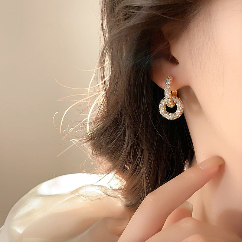 銀針歐美跨境金屬風素圈幾何耳圈氣質個性耳釘耳環誇張高級感耳飾