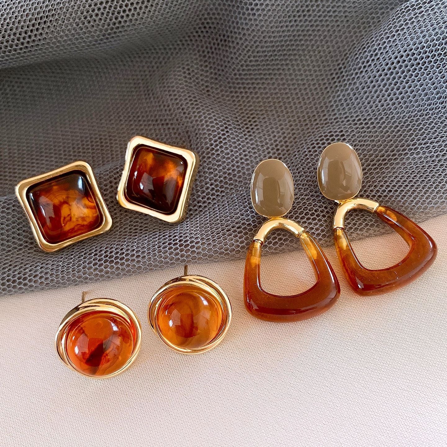 銀針復古美拉德幾何方形耳環輕奢高級感耳釘女時尚耳飾設計感小衆