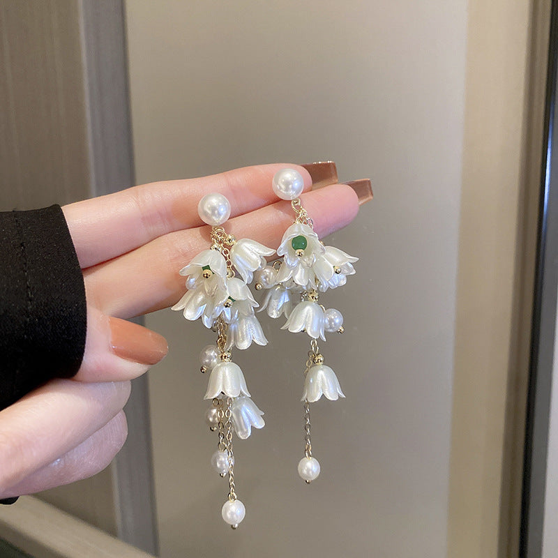 法式超仙花瓣貝殼流蘇耳環輕奢高級感耳釘時尚氣質耳飾設計感小衆