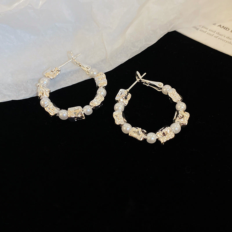 銀針歐美冷淡風鑲鑽愛心圓圈耳圈小衆簡約誇張耳環百搭高級感耳飾