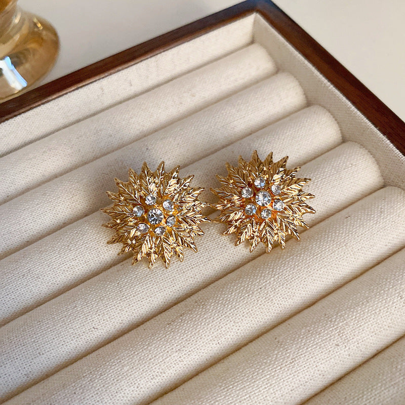 銀針歐美金屬風鏤空花朵魚尾珍珠耳環誇張氣質耳釘重工高級感耳飾