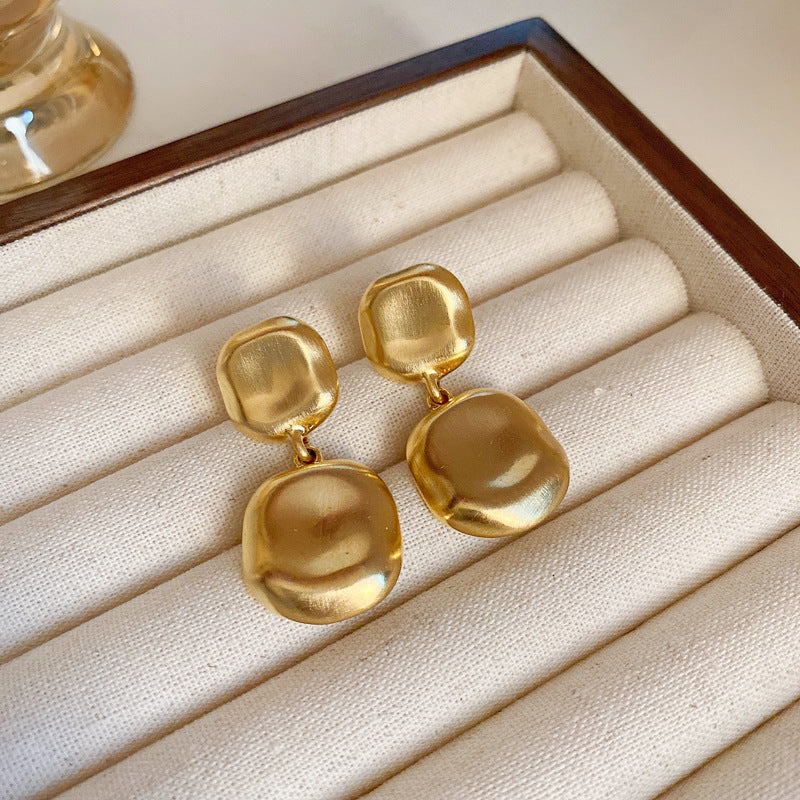 銀針歐美金屬風鏤空花朵魚尾珍珠耳環誇張氣質耳釘重工高級感耳飾