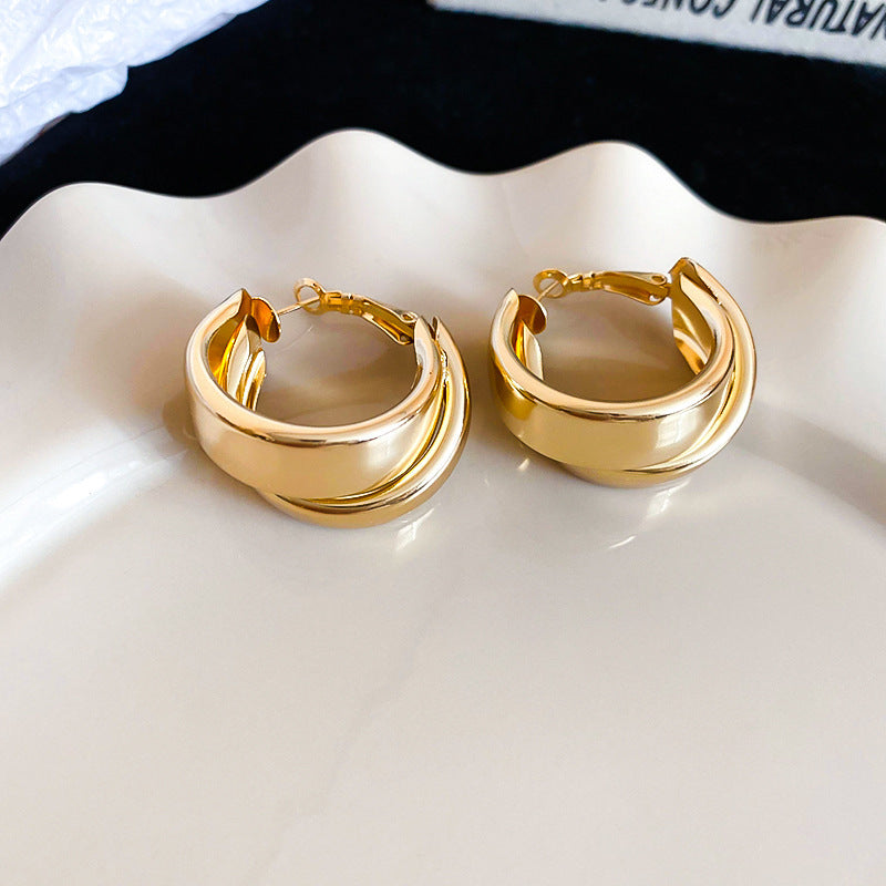 銀針多巴胺彩色耳圈甜美小清新簡約個性耳環設計感小衆歐美耳飾女