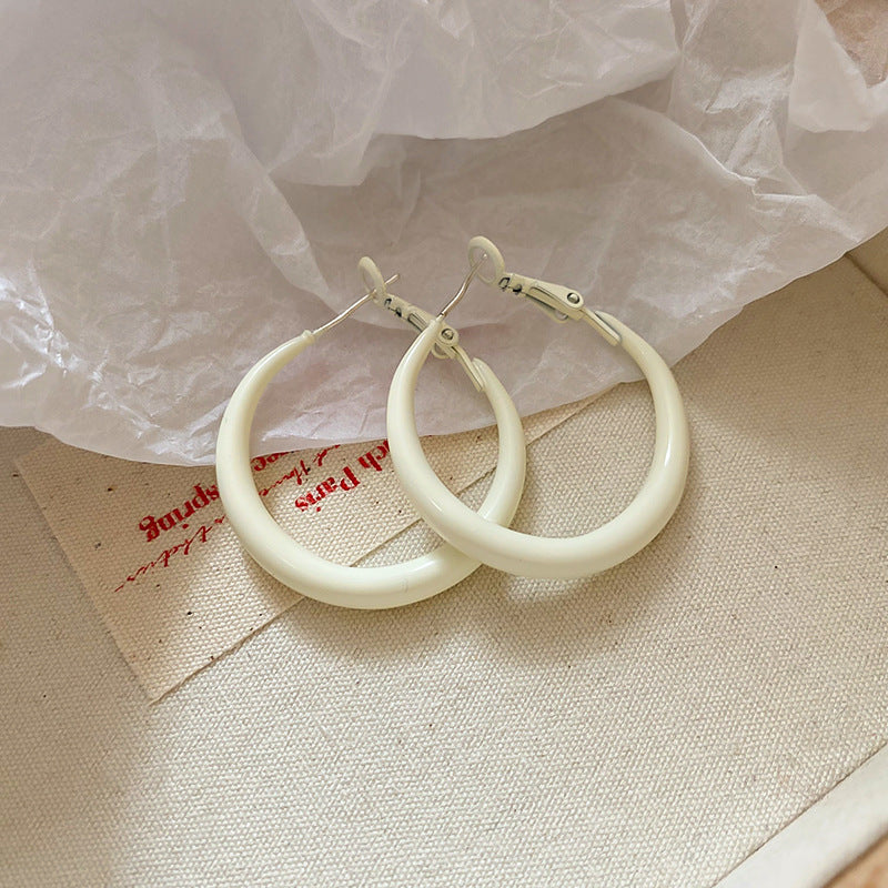 銀針多巴胺彩色耳圈甜美小清新簡約個性耳環設計感小衆歐美耳飾女