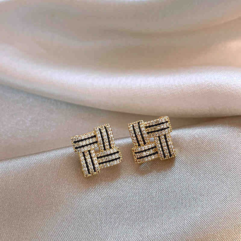 銀針輕奢鋯石几何蝴蝶花朵流蘇耳釘個性冷淡風耳環歐美高級感耳飾