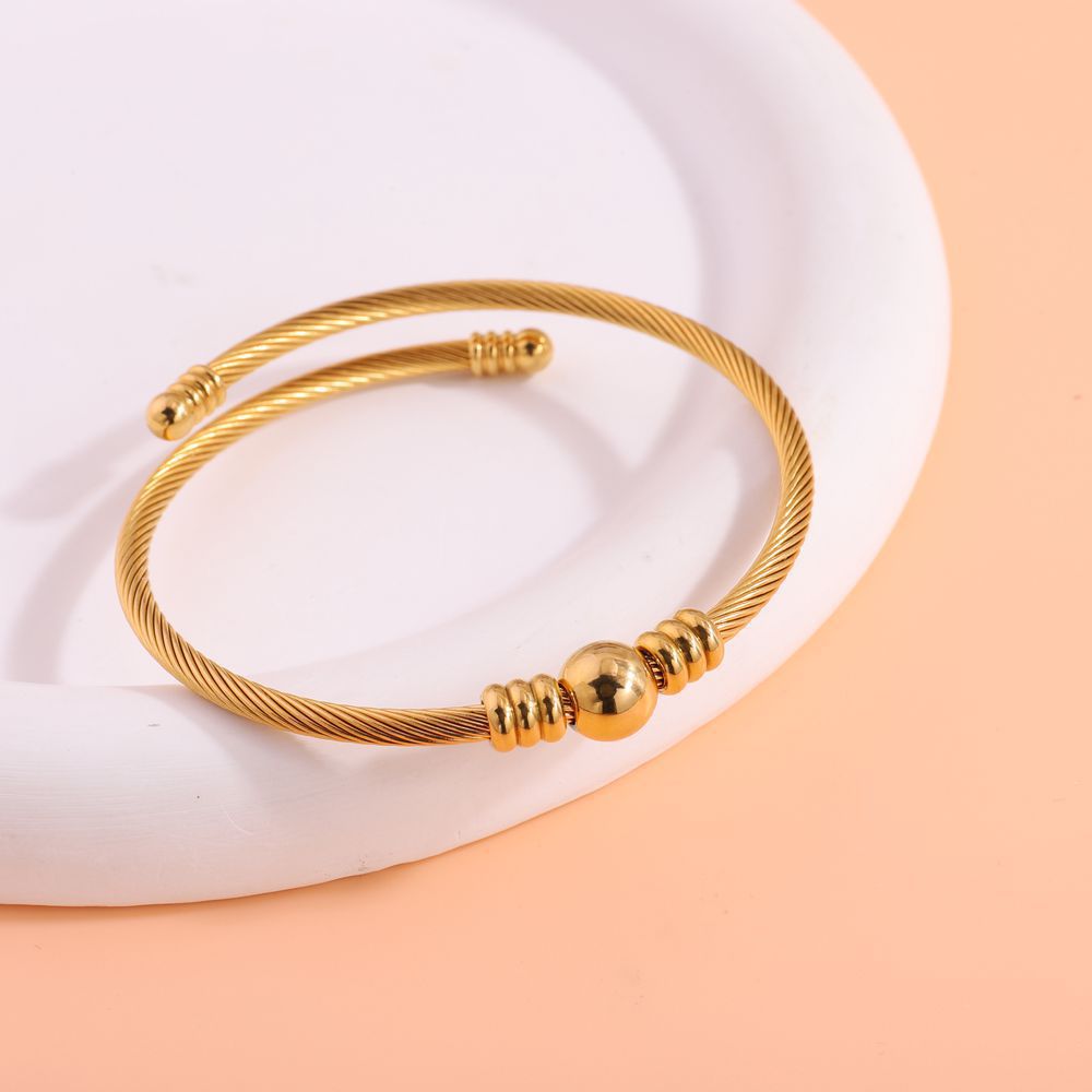 鈦鋼手鐲開口圓珠精緻手鐲女生高級感時尚歐美風不掉色百搭手環