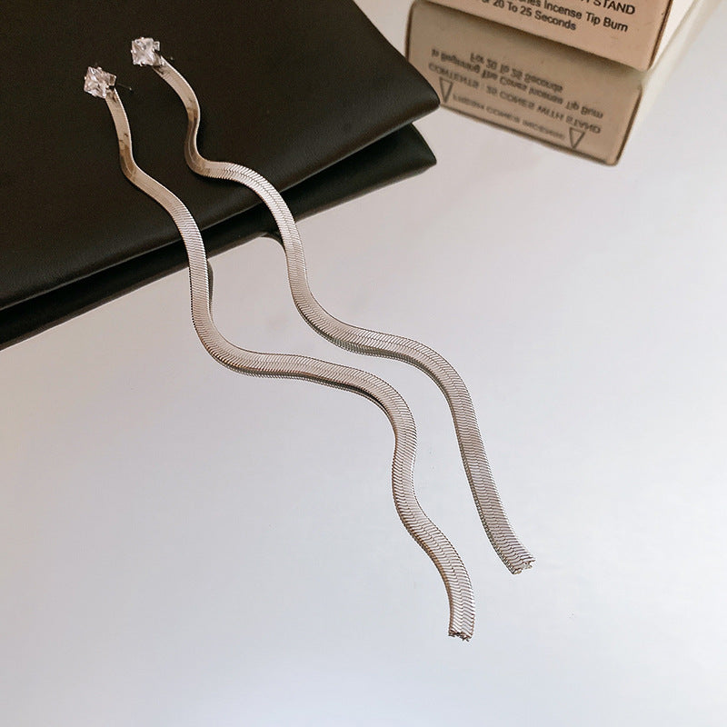 銀針輕奢鋯石几何蝴蝶花朵流蘇耳釘個性冷淡風耳環歐美高級感耳飾