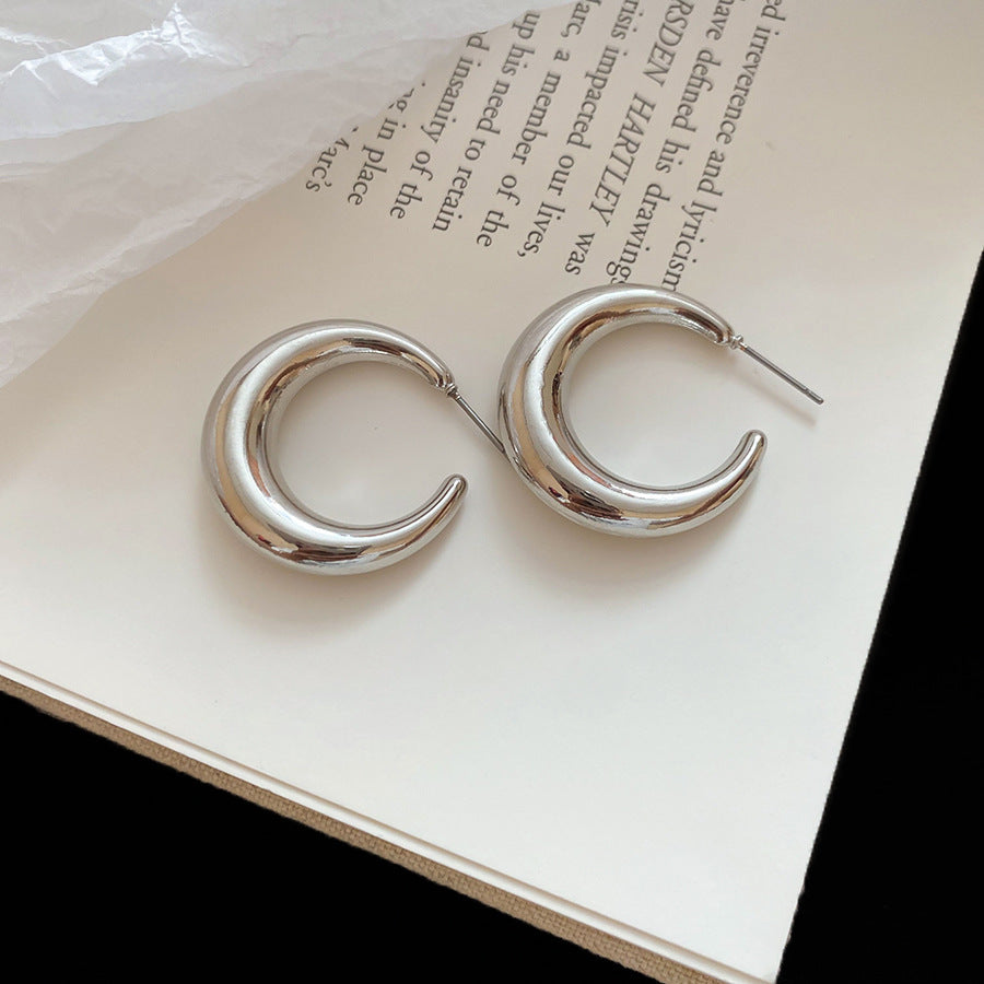 銀針圓圈銀色耳環輕奢高級感耳釘女冷淡風時尚百搭耳飾設計感小衆