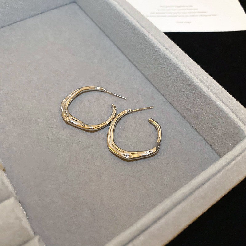 銀針圓圈銀色耳環輕奢高級感耳釘女冷淡風時尚百搭耳飾設計感小衆