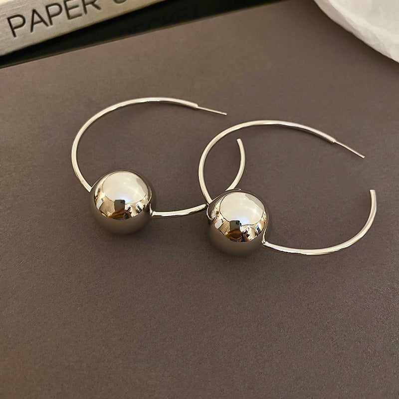 銀針圓圈銀色耳環輕奢高級感耳釘女冷淡風時尚百搭耳飾設計感小衆