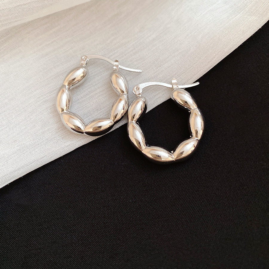 銀針圓圈銀色耳環輕奢高級感耳釘女冷淡風時尚百搭耳飾設計感小衆