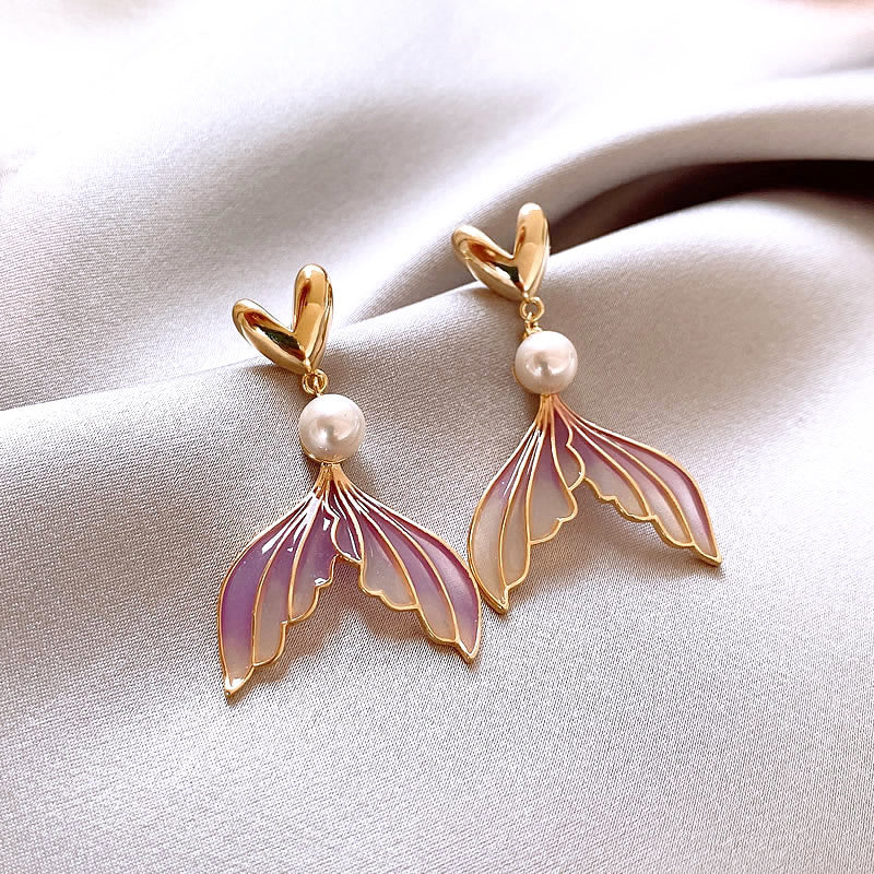 莫奈花園油畫風愛心花朵珍珠耳環時尚氣質耳釘法式甜美小清新耳飾