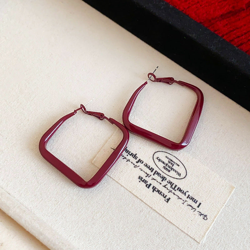 銀針多巴胺彩色耳圈甜美小清新簡約個性耳環設計感小衆歐美耳飾女