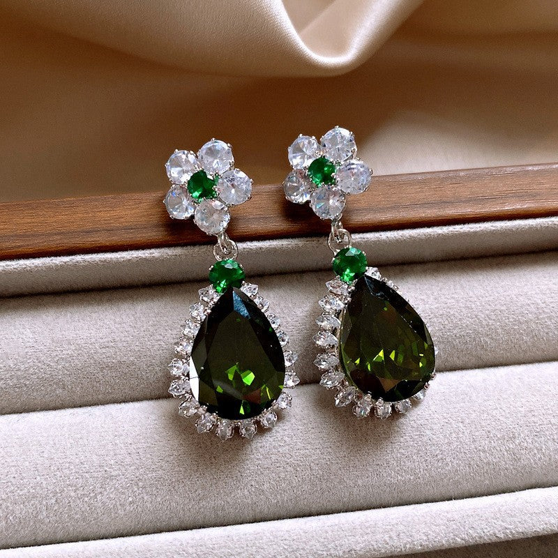 銀針輕奢鋯石几何蝴蝶花朵流蘇耳釘個性冷淡風耳環歐美高級感耳飾